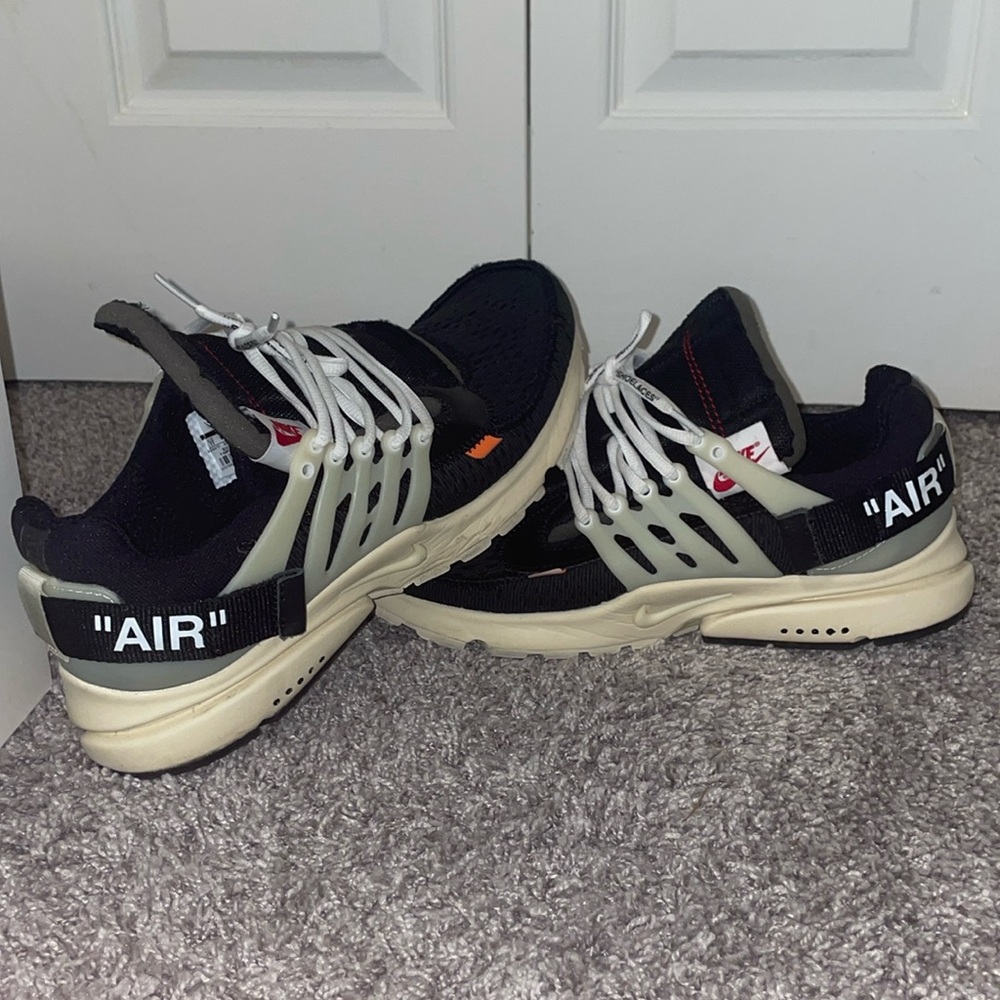 Slightly worn black off white Nike shoes